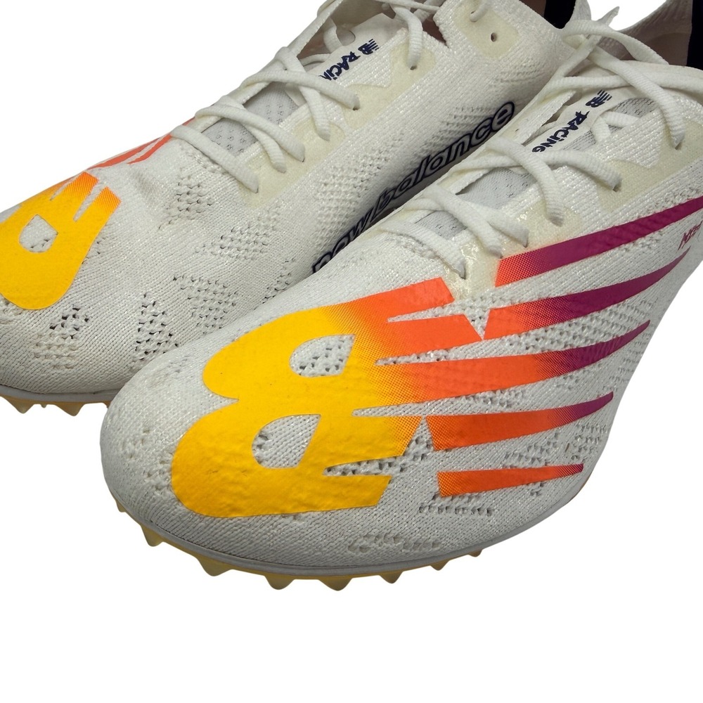 New Balance MD800v8 Running Spikes Mens 10.5 White Yellow New FuelCell MMD800W8 - Picture 5 of 16